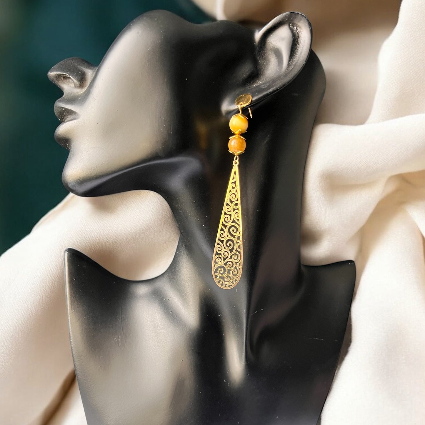 Boucles Filigrane & Œil de Tigre Blanc (8)