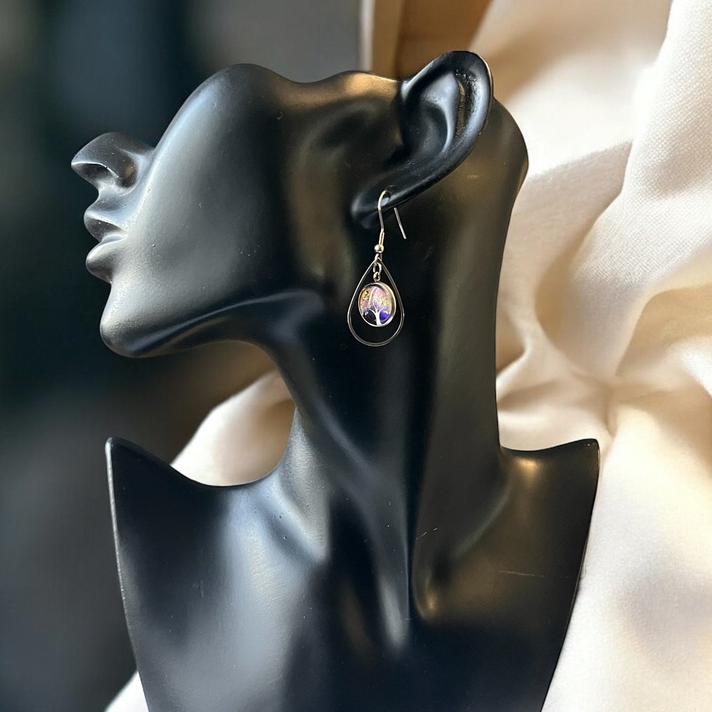 Boucle d'oreilles "Arbre de Vie" forme goutte