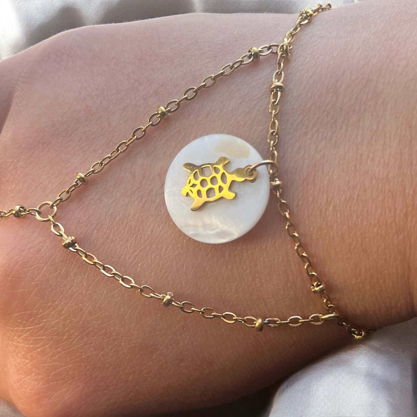 Bracelet de main tortue avec bague