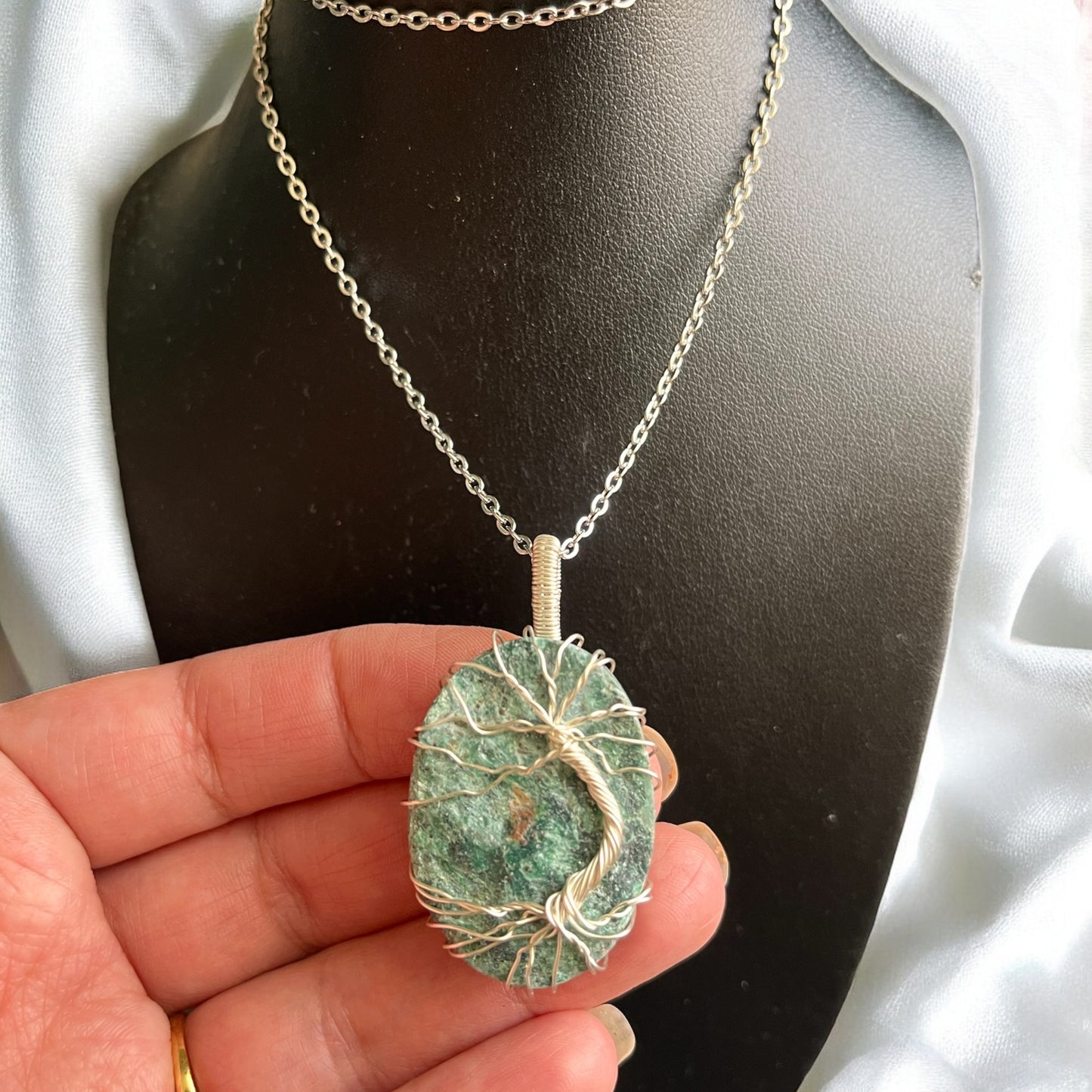 Collier Femme Arbre de Vie en Fuschite (11)