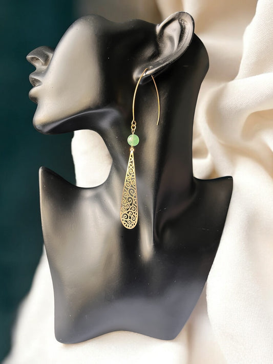 Boucles Longues Aventurine & Filigrane  (9)