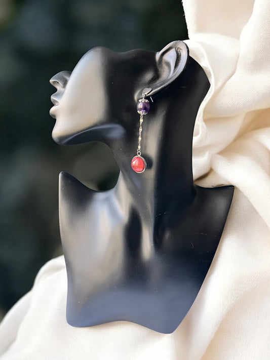 Boucles Pendantes Cœur & Améthyste (22)
