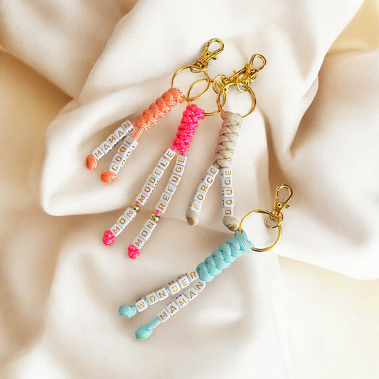 💕 Porte-clés paracorde personnalisés – Mots doux pour Maman 💕